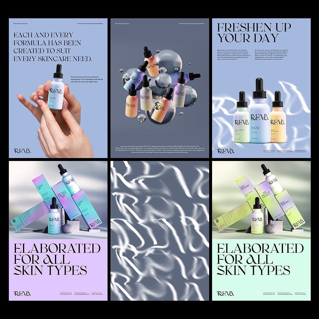 Reva SkinCare branding and packaging design