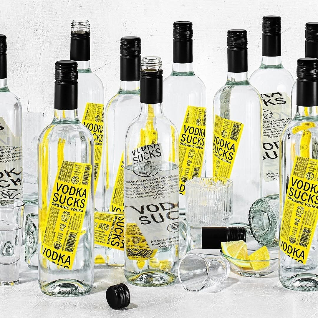 Brand identity and packaging design for @vodkasucksvodka designed