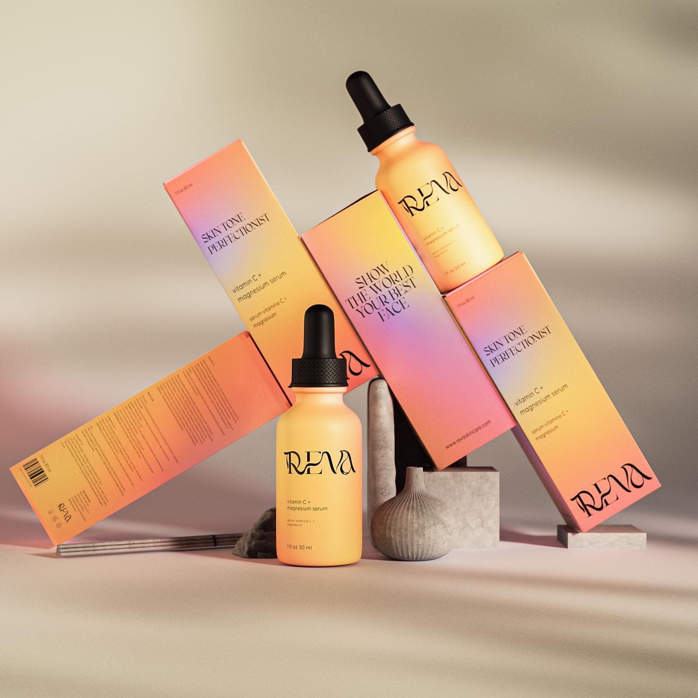 Reva SkinCare branding and packaging design